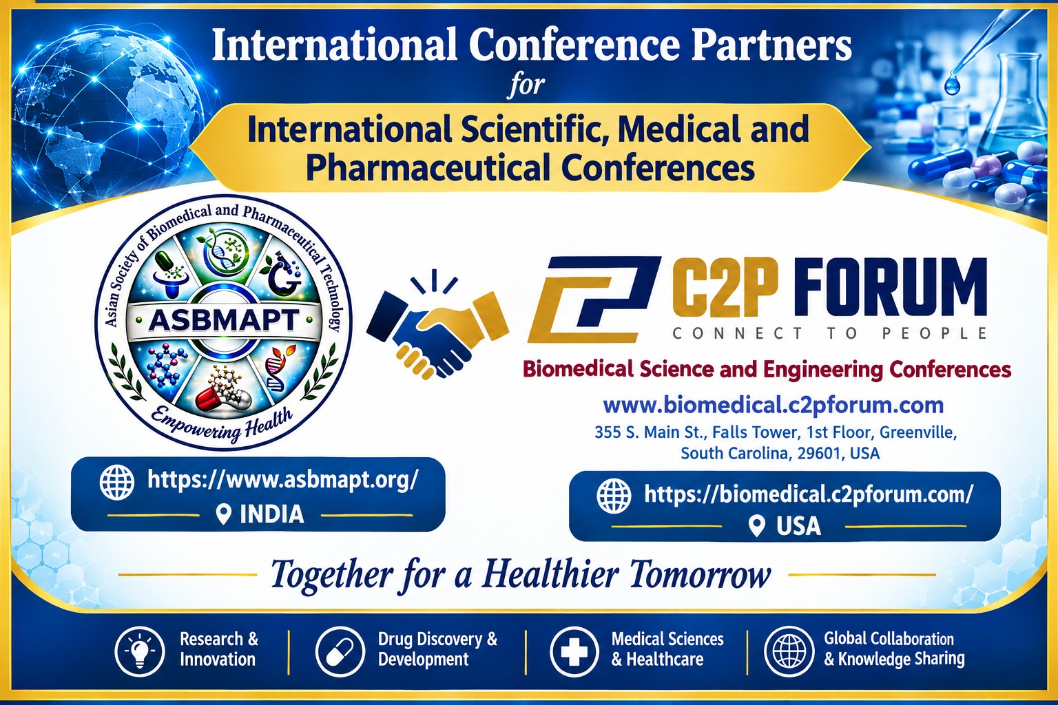 ASBMAPT Collaboration with Biomedical Sciences and Engineering Conferences  South Carolina, USA
