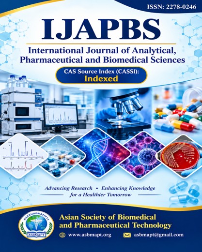 IJAPBS-International Journal of Analytical, Pharmaceutical and Biomedical Sciences  ISSN:2278-0246  CAS: Indexed
